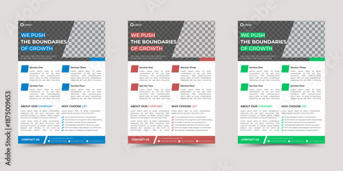 Modern Business Flyer Template Set with Fully Editable Vector Layout and Vibrant Abstract Design for Corporate Marketing, Startup Promotion, IT Company Advertising, Brochure, Magazine