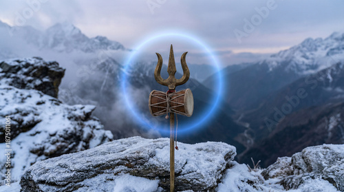 Trishul and Damaru on Snowy...