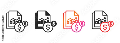 financial statement icon collection with multiple styles