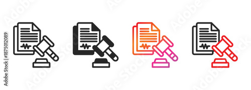 legal document icon collection with multiple styles