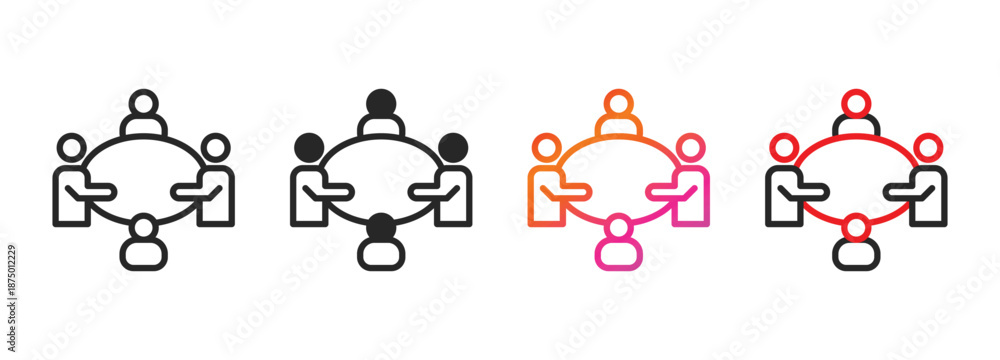 Obraz premium meeting icon collection with multiple styles