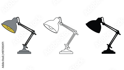 Versatile desk lamp shown in three distinct styles for design inspiration