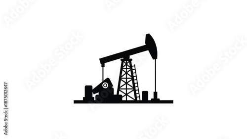 Oil pump jack machinery in dark outline a striking silhouette
