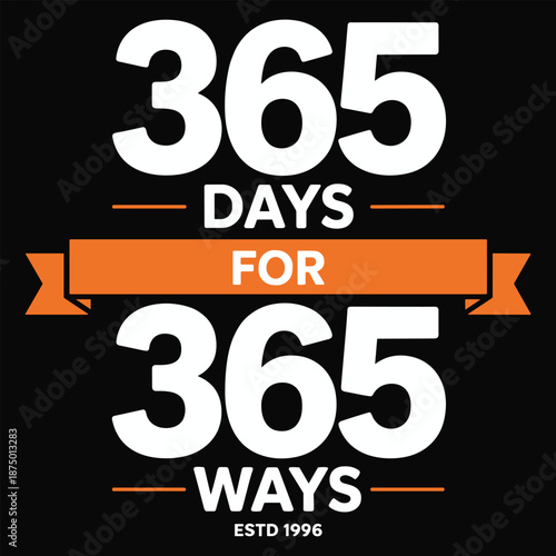 Bold black background with large white 365 text and orange banner