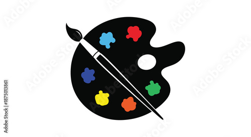 A striking black silhouette of an artist s palette with a paintbrush vividly representing creativity