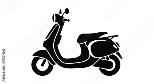 A striking black profile view of a vintage scooter design a beautiful silhouette