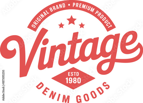 Red vintage denim goods with stars and establishment year
