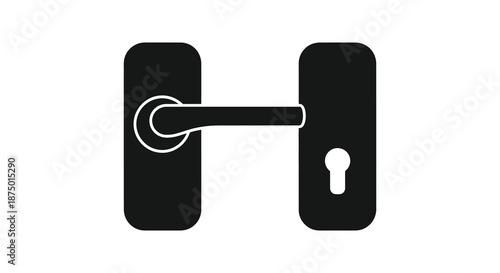 A striking black and white illustration of a door handle and lock a captivating silhouette