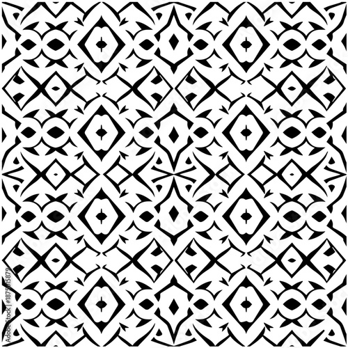 Intricate black and white geometric pattern design isolated on transparent background