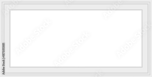 Canvas Print Wooden Window Frame with White Moulding and Baseboard Detail in Empty Classic In