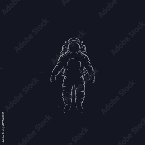 Astronaut Silhouette Floating in Dark Space with Stars