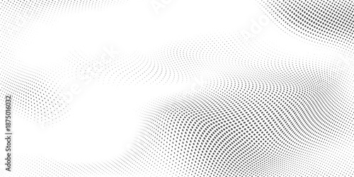 Halftone gradient. Dotted gradient, smooth dots spraying and halftones dot background seamless horizontal geometric pattern vector template set.