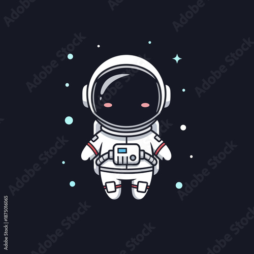 Cute Astronaut Floating in Space with Stars and Planets