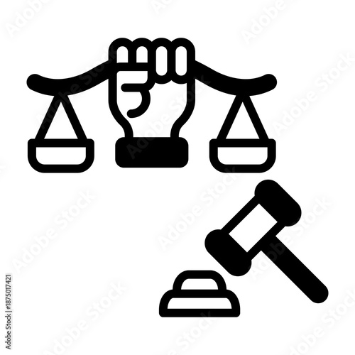 Justice Icon Mixed Style Vector Illustration