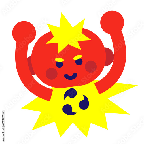 雷のエネルギーをまとったパワフルなキャラクターイラスト