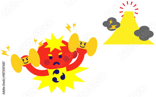 雷のエネルギーと危険を表現したキャラクターイラスト