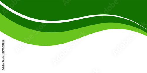 Abstract White and Green wave wide background banner modern arts