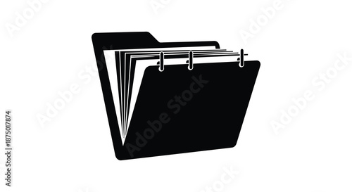 A stark black folder containing papers documents or files displayed as a dramatic silhouette