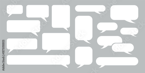 Set of white flat speech bubbles of various shapes for dialogue messages and interface design