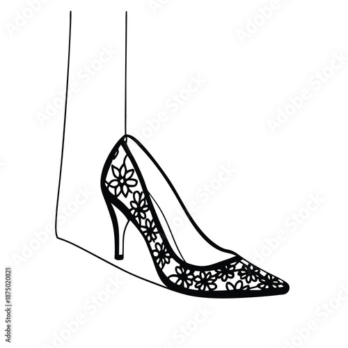 A pair of elegant black leather stiletto high heel shoes serves as a stylish fashion accessory for a woman seeking glamour and sophisticated footwear