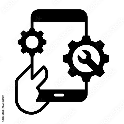 Device Settings Icon Mixed Style Vector Illustration