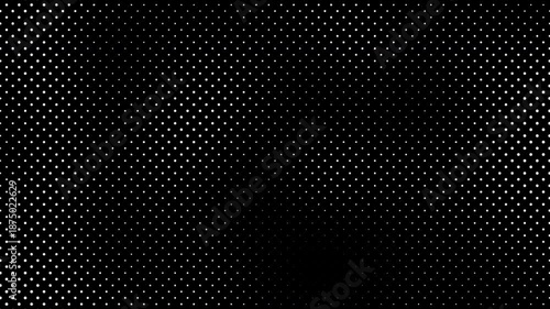 A clean, high-contrast monochrome halftone background featuring moving white dots. Ideal for modern tech, minimalist design, digital art overlays, and sleek corporate video presentations.