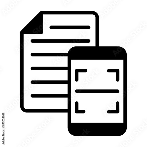 File Scanner Icon Mixed Style Vector Illustration