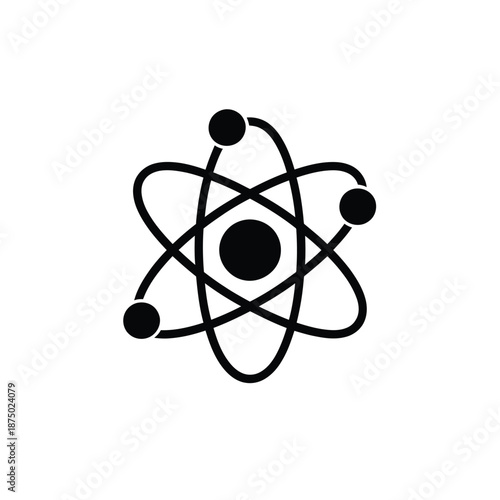 a simple black and white drawing of an atom