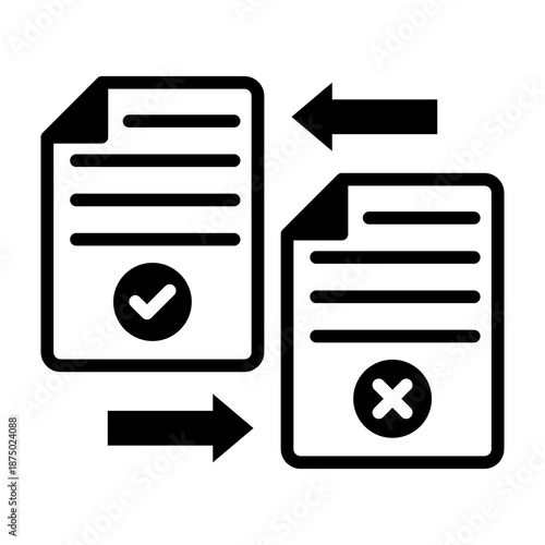 File Compare Icon Mixed Style Vector Illustration