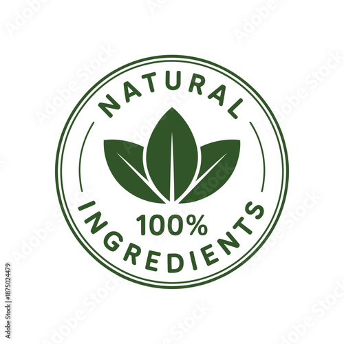 Natural ingredients logo with green leaves and text