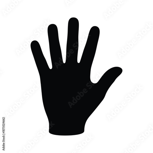 black silhouette of a left hand with fingers spread apart