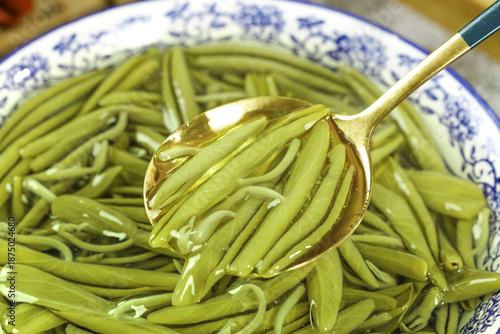 Fényképezés Fresh Ulva Seaweed Noodles from Hangzhou West Lake