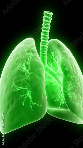 Dramatic Vertical Video of Lungs Absorbing Chemical Smoke on Black Background Pulmonary Health Animation Respiratory