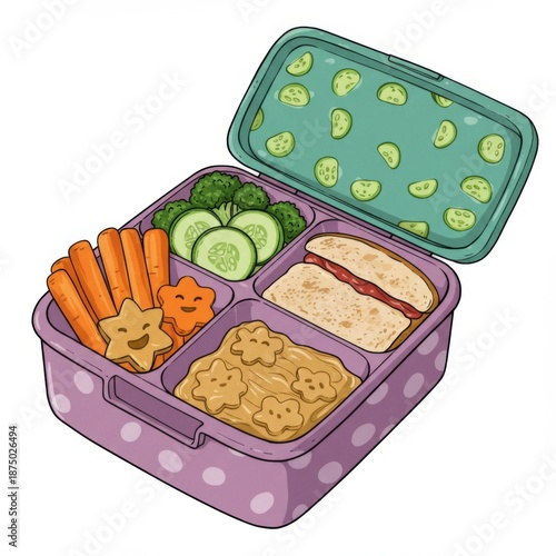Colorful Child's Lunchbox with Healthy Food