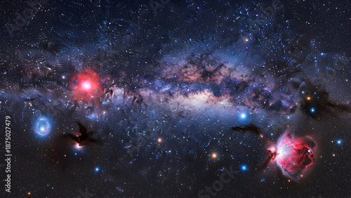 Breathtaking galaxy landscape with vibrant nebulae and stars