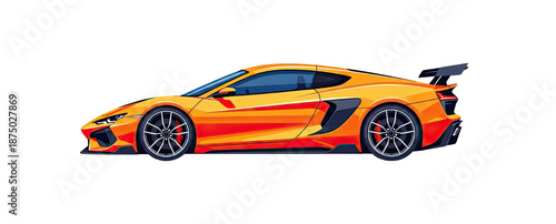 Pixel Art Sports Car Orange and Red Gradient Modern Vehicle Side View