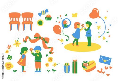 仲の良い男の子と女の子と贈り物