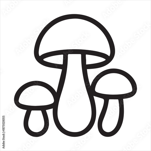 Simple outline drawing of three mushrooms in a group