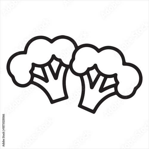 Simple line art illustration of two broccoli florets
