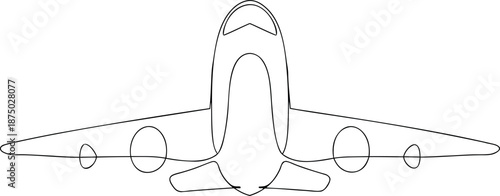 realistic continuous one line drawing of airplane 
