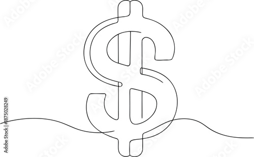 Gold dollar sign symbol isolated on a white background