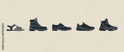 Set of different men's footwear styles vector illustration