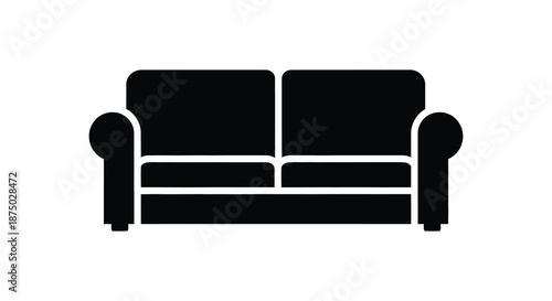 A simple black silhouette of a two seater sofa a common household furniture item silhouette