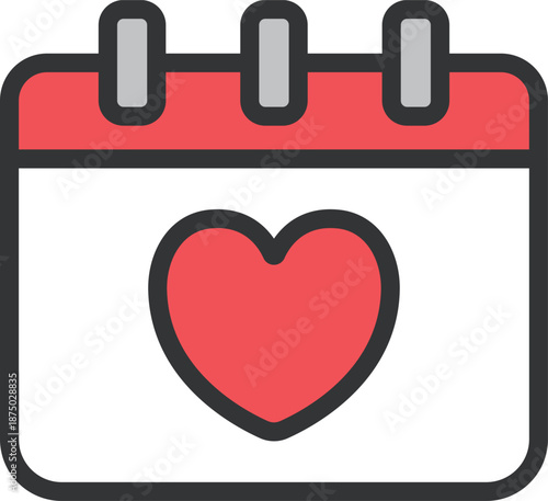 記念日の日のカレンダーのアイコン（線画カラー）のイラスト