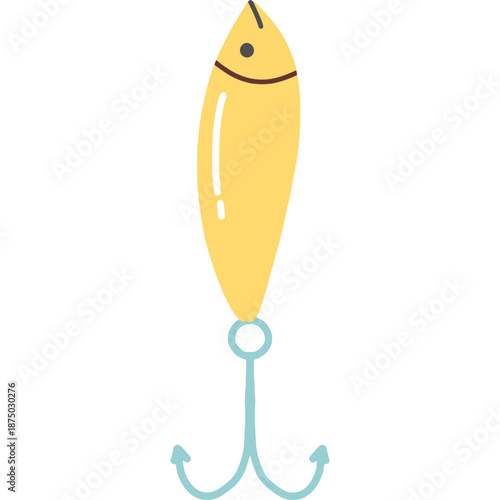 Yellow fishing lure with treble hook
