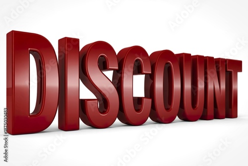 three-dimensional red word that spells DISCOUNT