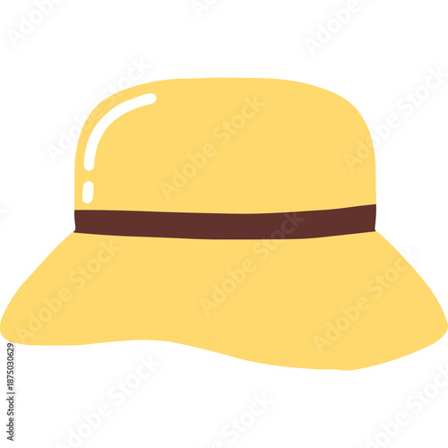 Yellow sun hat with brown band