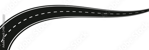 Curved and Straight Road icon. Minimal vector illustration of straight and winding roads, useful for transportation concepts, maps, navigation design, and travel-related graphics.

