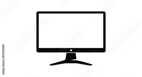 A simple depiction of a modern computer monitor presented in a dark silhouette