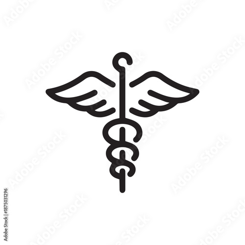 Сaduceus color line icon. Medical symbol with wings vector outline colorful sign.
